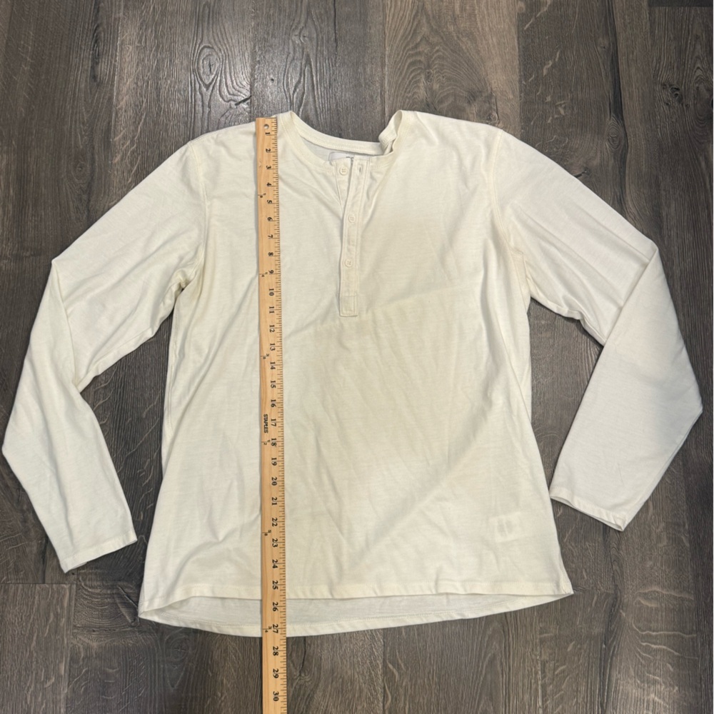 Joe's Jeans Cream Long Sleeve Henley Shirt - Picture 3 of 7
